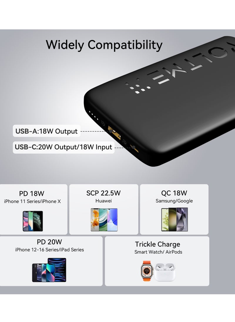 VOLTME - 10000 mAh Fast Charging Power Bank 22.5W PD, Ultra-Slim 10000mAh External Battery Pack, Type C Quick Charge, Portable Powerbank for iPhone 16 Pro Max/16 Pro/16 Plus/15/14/13/12, Samsung Galaxy S24/S23/S22/S21, Pixel 6/7, iPad & More, High-Speed Charging, Compact & Lightweight USB C Power Bank for Travel (Black) - Image 1