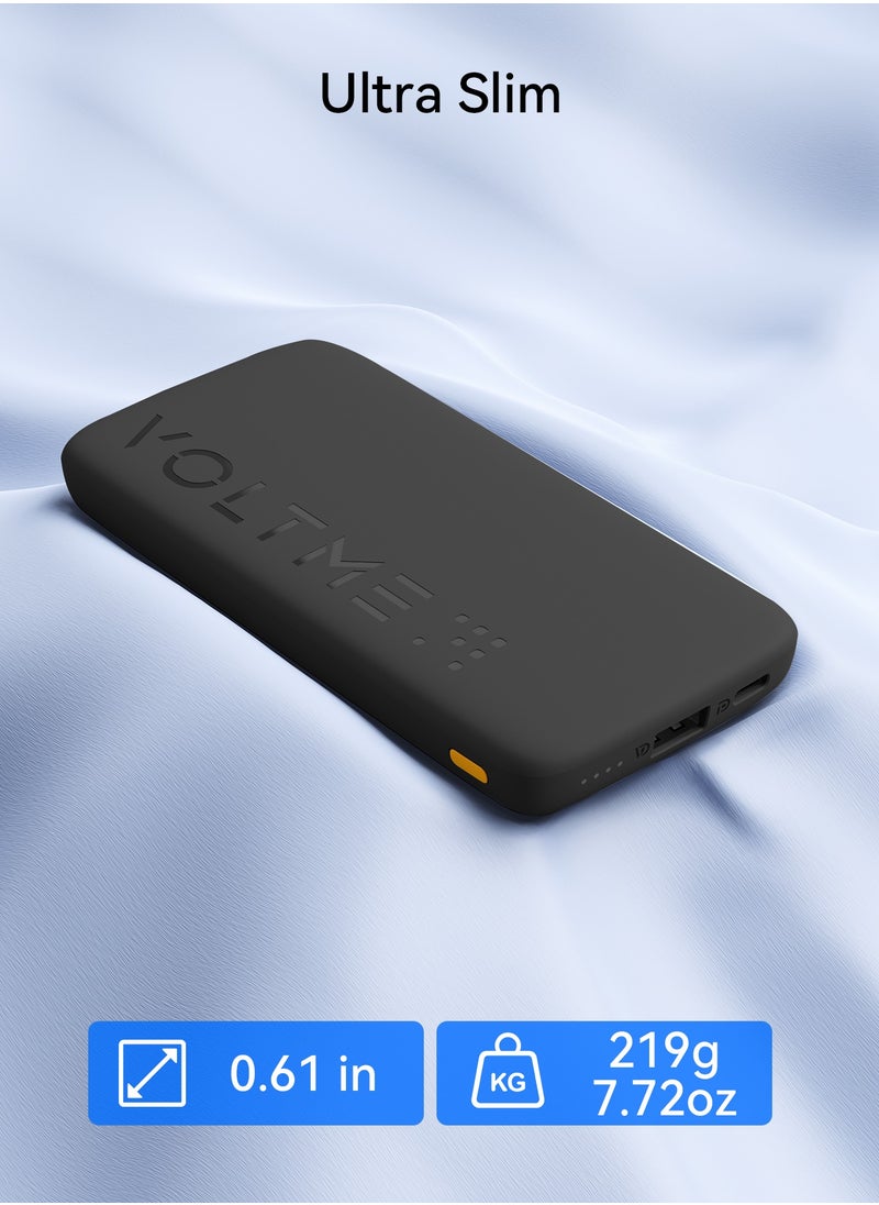 VOLTME - 10000 mAh Fast Charging Power Bank 22.5W PD, Ultra-Slim 10000mAh External Battery Pack, Type C Quick Charge, Portable Powerbank for iPhone 16 Pro Max/16 Pro/16 Plus/15/14/13/12, Samsung Galaxy S24/S23/S22/S21, Pixel 6/7, iPad & More, High-Speed Charging, Compact & Lightweight USB C Power Bank for Travel (Black) - Image 1