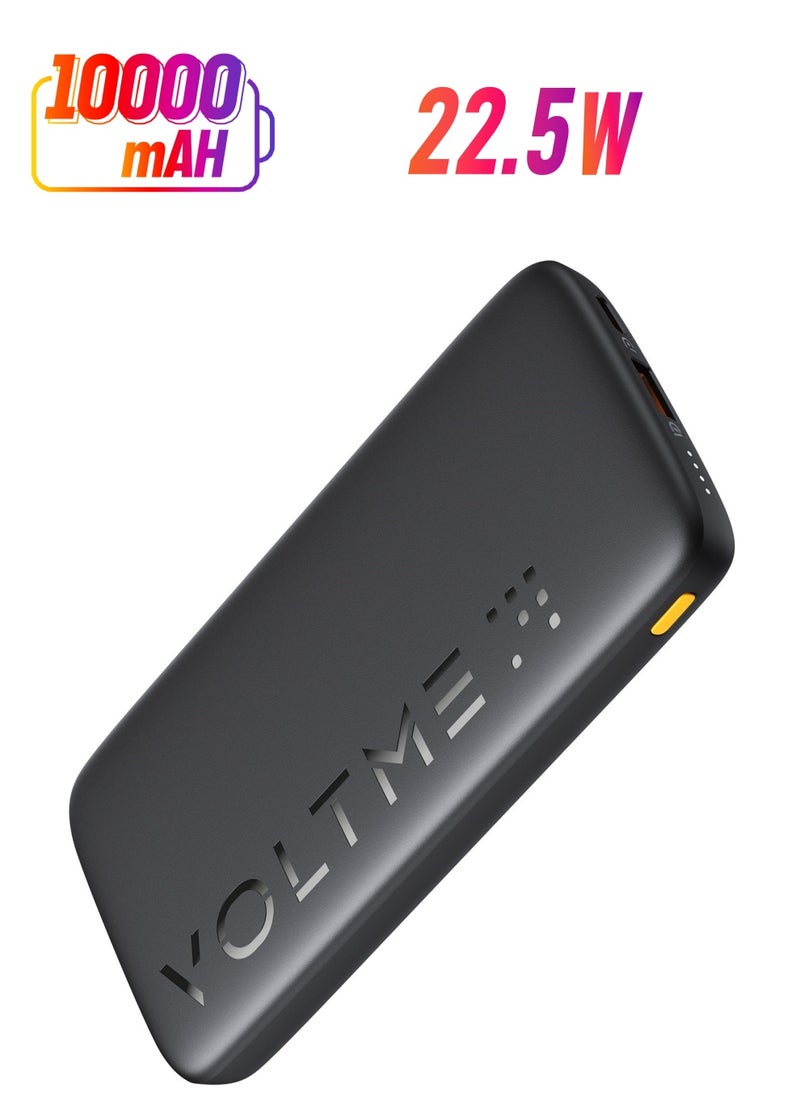 VOLTME - 10000 mAh Fast Charging Power Bank 22.5W PD, Ultra-Slim 10000mAh External Battery Pack, Type C Quick Charge, Portable Powerbank for iPhone 16 Pro Max/16 Pro/16 Plus/15/14/13/12, Samsung Galaxy S24/S23/S22/S21, Pixel 6/7, iPad & More, High-Speed Charging, Compact & Lightweight USB C Power Bank for Travel (Black) - Image 1