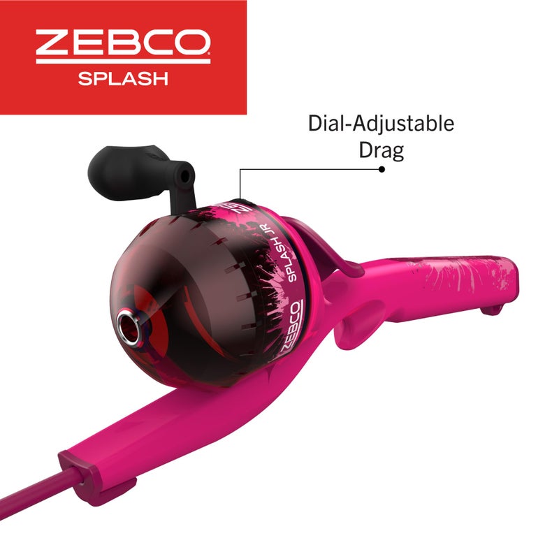 Zebco Kids Splash Floating Spincast Reel and Fishing Rod Combo, 29-Inch 1-Piece Fishing Pole, Size 20 Reel, Right-Hand Retrieve, Pre-Spooled with 6-Pound Cajun Line, Pink - Image 4