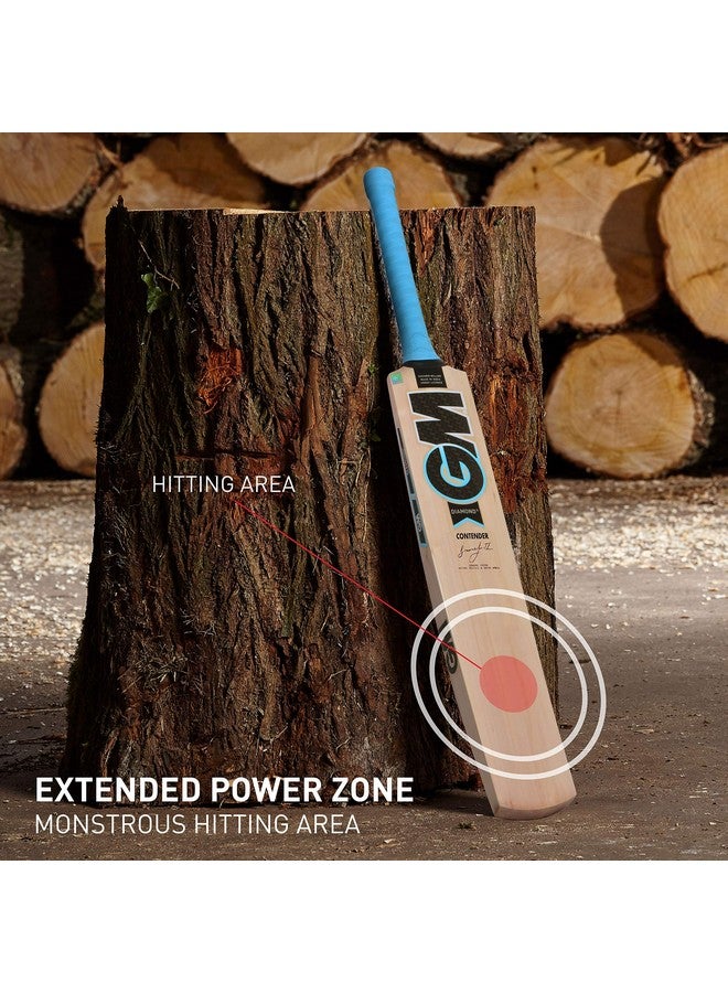 GM Diamond Contender Kashmir Willow Cricket Bat for Leather Ball |Size-6| Light Weight | Free Cover| - Image 3