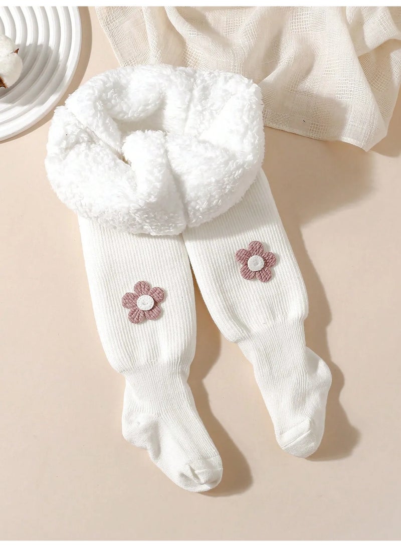 Kids’ Winter Leggings in White, Featuring a Soft, Plush Faux Fur Fleece Lining That Helps Retain Warmth and Provides Cozy Comfort During Cold Weather. Designed with Fully Enclosed Feet for Extra Coverage and Warmth, These Fleece-Lined Winter Pants Are Ideal for Everyday Wear and Suitable for Children Aged 2–3 Years. - Image 3