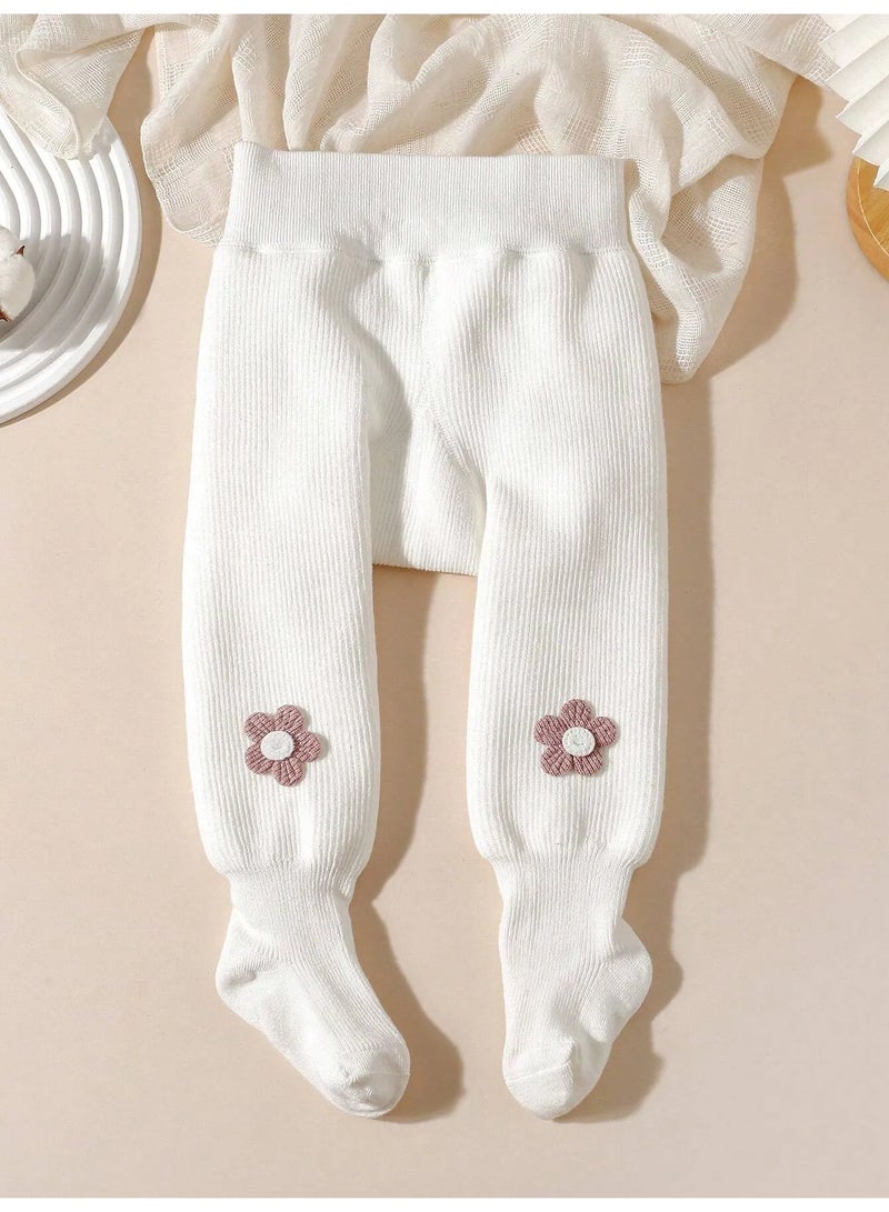 Kids’ Winter Leggings in White, Featuring a Soft, Plush Faux Fur Fleece Lining That Helps Retain Warmth and Provides Cozy Comfort During Cold Weather. Designed with Fully Enclosed Feet for Extra Coverage and Warmth, These Fleece-Lined Winter Pants Are Ideal for Everyday Wear and Suitable for Children Aged 2–3 Years. - Image 4