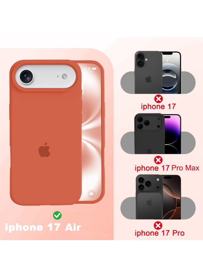 أوللاي حافظة واقية لهاتف iPhone 17 Air، مصنوعة من مادة السيليكون، مقاومة للصدمات مع حماية عدسة الكاميرا وتغطية زر التحكم، غطاء واقي للهاتف المحمول مضاد للصدمات، متوافق مع ملحقات MagSafe، برتقالي أحمر - Image 2