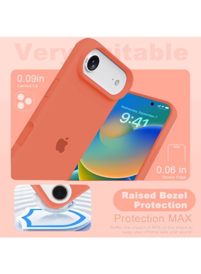 أوللاي حافظة واقية لهاتف iPhone 17 Air، مصنوعة من مادة السيليكون، مقاومة للصدمات مع حماية عدسة الكاميرا وتغطية زر التحكم، غطاء واقي للهاتف المحمول مضاد للصدمات، متوافق مع ملحقات MagSafe، برتقالي أحمر - Image 4