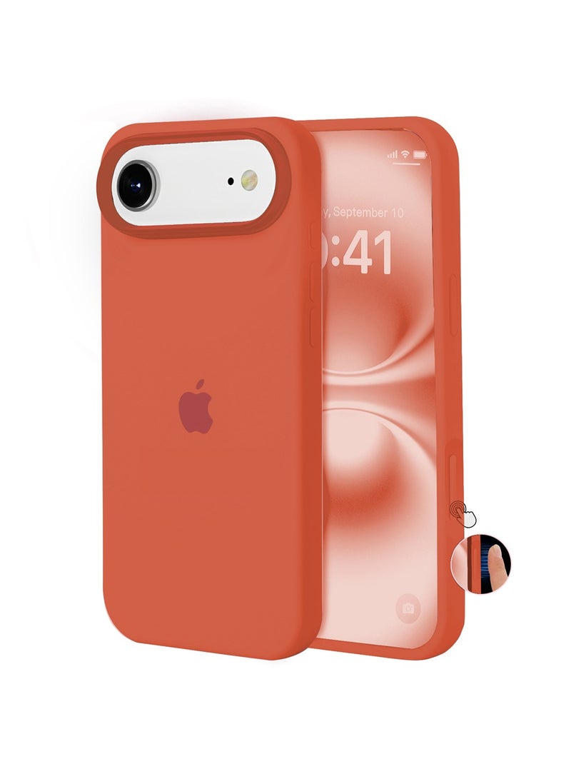أوللاي حافظة واقية لهاتف iPhone 17 Air، مصنوعة من مادة السيليكون، مقاومة للصدمات مع حماية عدسة الكاميرا وتغطية زر التحكم، غطاء واقي للهاتف المحمول مضاد للصدمات، متوافق مع ملحقات MagSafe، برتقالي أحمر - Image 1