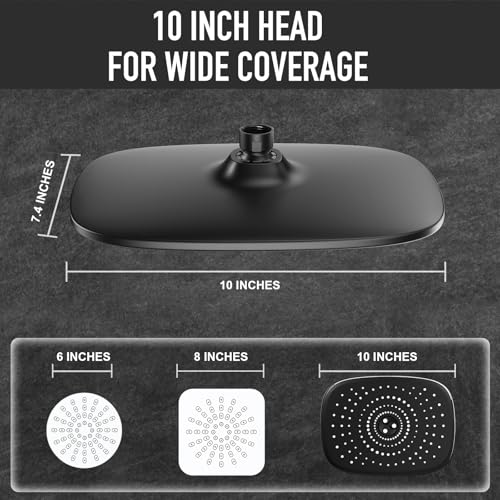 Veken Rain Shower Head with Handheld High Pressure Rainfall Showerhead Combo with 5 Handheld Water Spray Modes for Bathroom Accessories Home Decor Detachable Dual Shower Heads Matte Black 10 Inch - Image 3