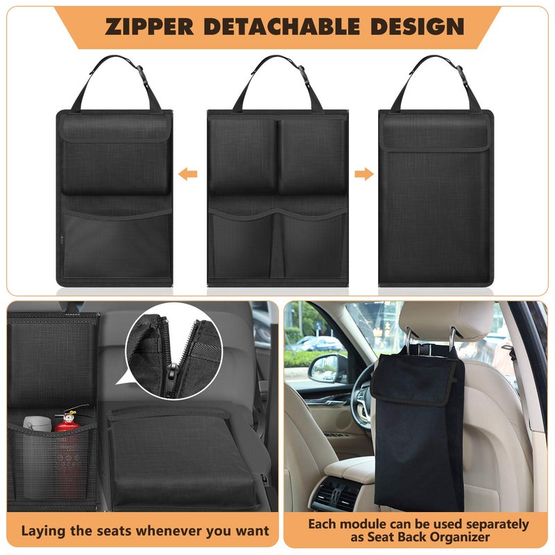 FINPAC Car Trunk Organizer and Storage, Detachable Seat Back Hanging Organizers Storage with Zippers, Large Capacity Car Accessories Interior for Jeeps, SUVs, Vans (Black) - Image 2
