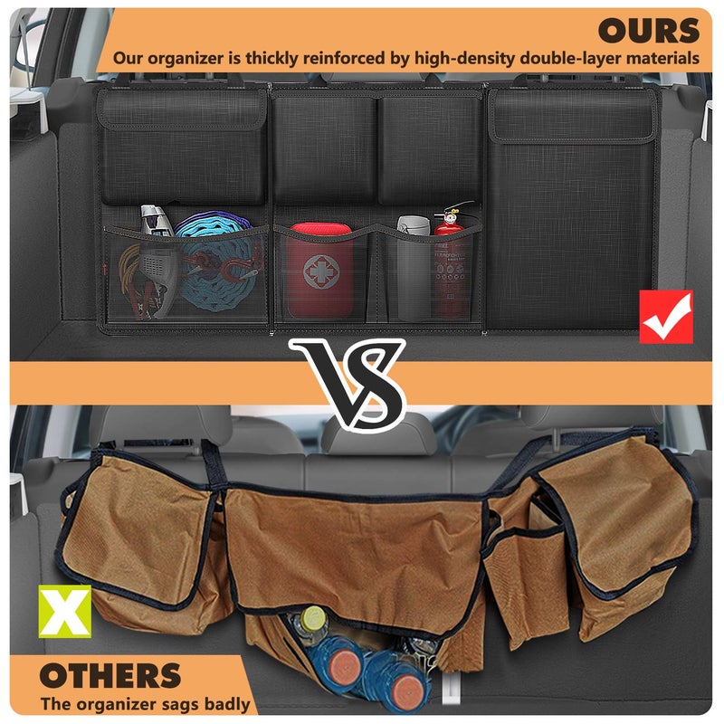 FINPAC Car Trunk Organizer and Storage, Detachable Seat Back Hanging Organizers Storage with Zippers, Large Capacity Car Accessories Interior for Jeeps, SUVs, Vans (Black) - Image 4