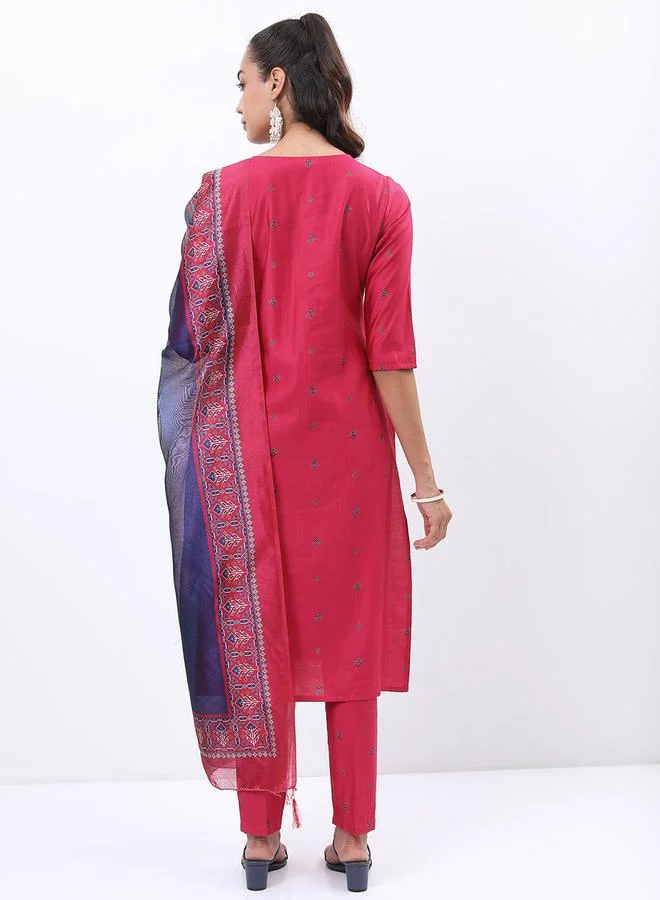 Vishudh Vishudh Pink Printed Kurta Set with Dupatta