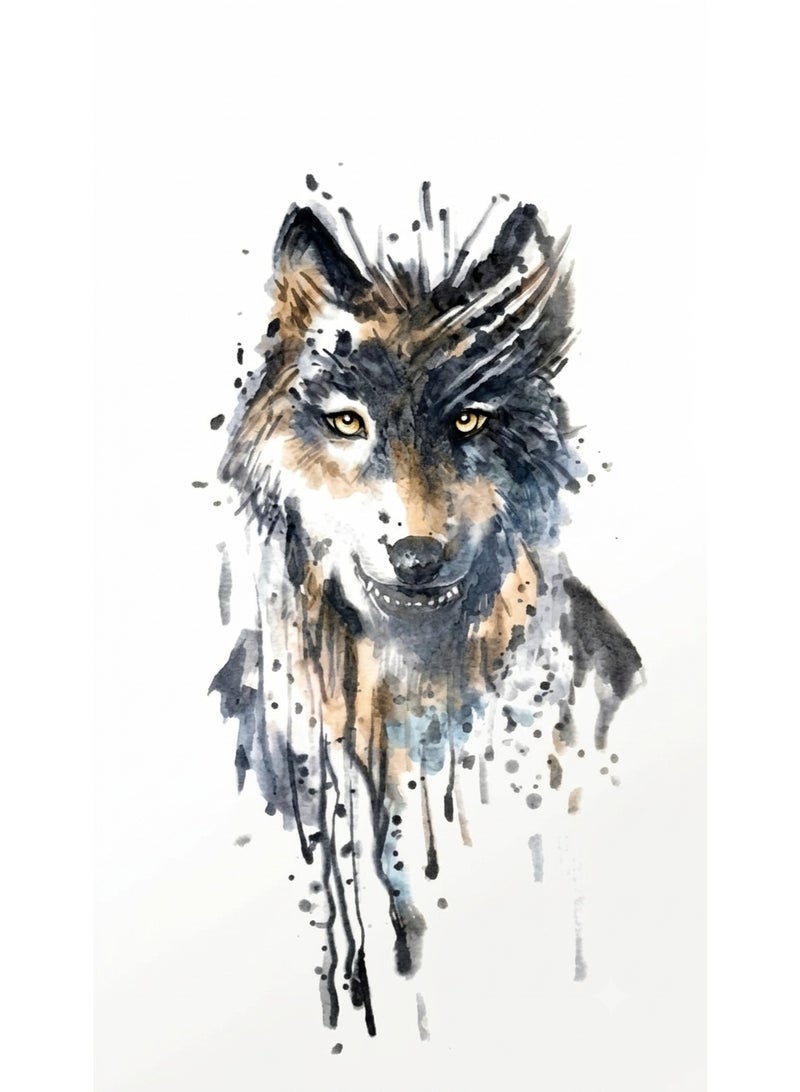 Watercolor Wolf Head Temporary Tattoo Sticker