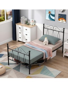 NZONE STORE سرير معدني بشكل انيق مقاس نفر  لون اسود || 190 سم * 90سم  - Image 1