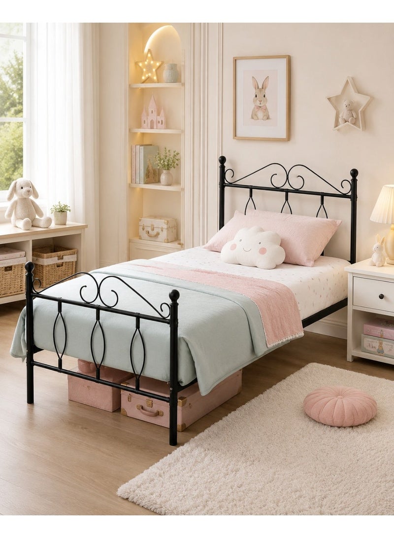 NZONE STORE Elegant metal bed single size black color || 190 cm * 90 cm - Image 2