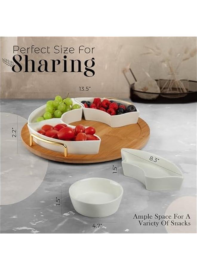 Arabest - Chip and Dip Serving Set with 13.5 Platters, Appetizer Tray, Divided Party Trays, Relish Lazy Susan for Taco Bar. - Image 1