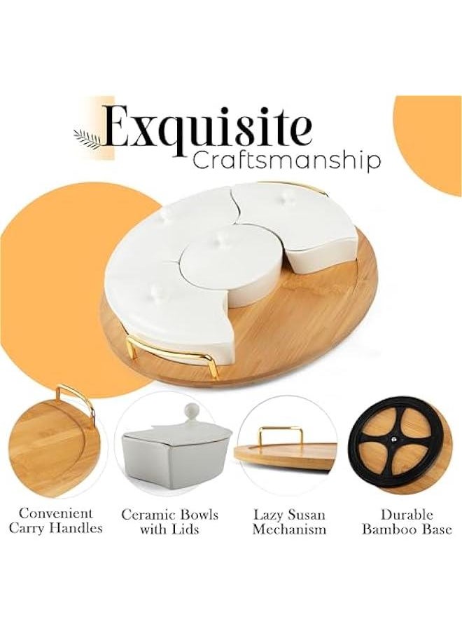 Arabest - Chip and Dip Serving Set with 13.5 Platters, Appetizer Tray, Divided Party Trays, Relish Lazy Susan for Taco Bar. - Image 1