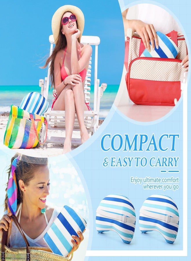 Yaomiao Inflatable Beach Pillow 17"x10" with Removable Cover, Beach Chair Stripe Backpacking Pillow with Strap for Summer Sand Pools Travel Vacations Pools Camping - Image 5