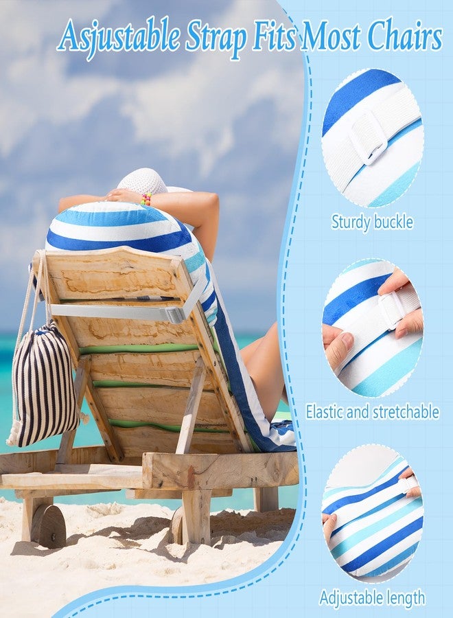 Yaomiao Inflatable Beach Pillow 17"x10" with Removable Cover, Beach Chair Stripe Backpacking Pillow with Strap for Summer Sand Pools Travel Vacations Pools Camping - Image 3