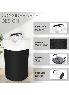 AMROAH 90L Laundry Basket Collapsible Slim with Aluminium Handles, Washing Laundry Hamper Bag Organizer Easy Storage for Dirt Clothes Clean Clothes Toys Bedroom Bathroom Kitchen  - Image 3