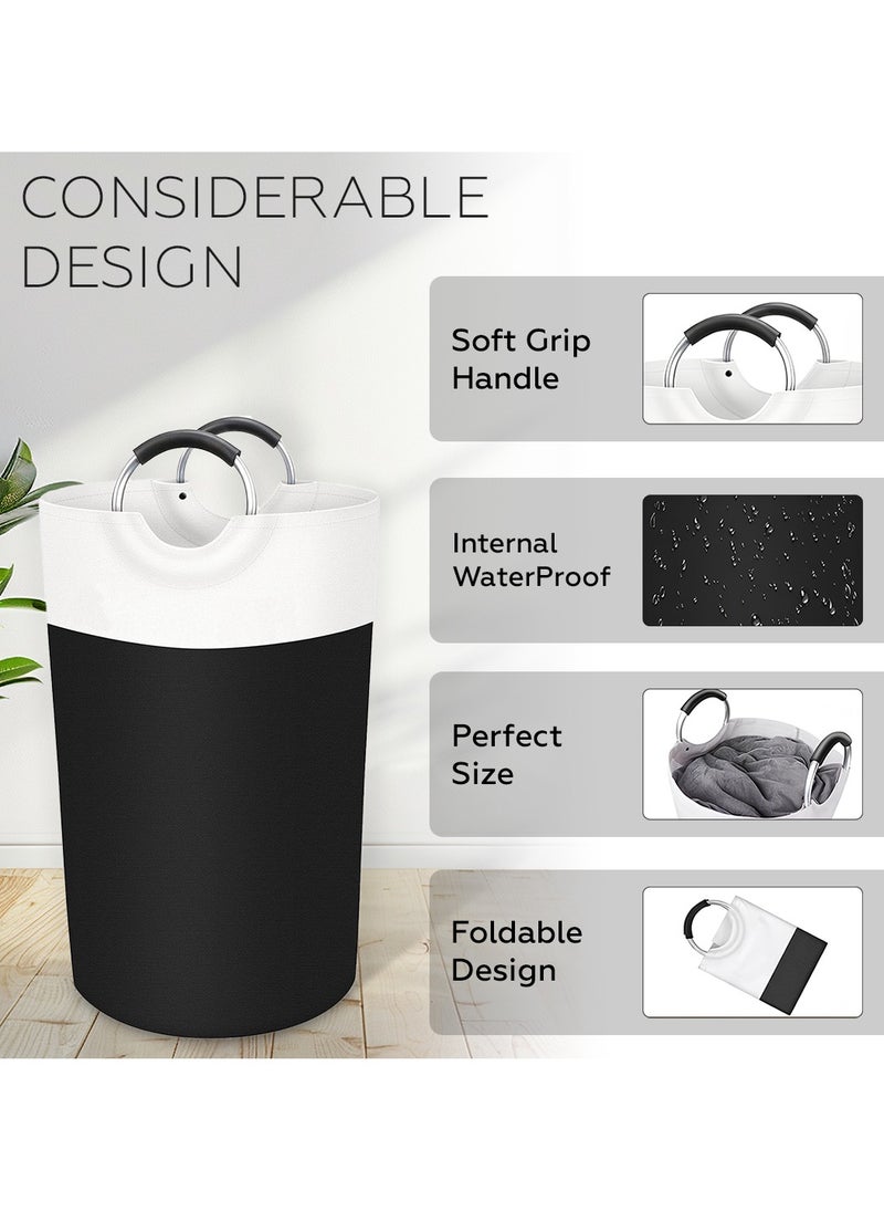 AMROAH 90L Laundry Basket Collapsible Slim with Aluminium Handles, Washing Laundry Hamper Bag Organizer Easy Storage for Dirt Clothes Clean Clothes Toys Bedroom Bathroom Kitchen  - Image 3
