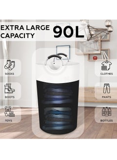 AMROAH 90L Laundry Basket Collapsible Slim with Aluminium Handles, Washing Laundry Hamper Bag Organizer Easy Storage for Dirt Clothes Clean Clothes Toys Bedroom Bathroom Kitchen  - Image 4