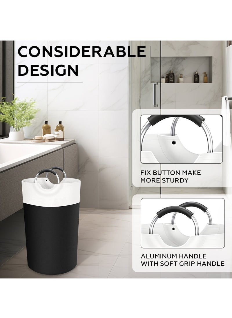 AMROAH 90L Laundry Basket Collapsible Slim with Aluminium Handles, Washing Laundry Hamper Bag Organizer Easy Storage for Dirt Clothes Clean Clothes Toys Bedroom Bathroom Kitchen  - Image 5