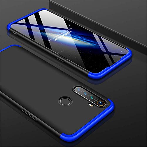 SPAZY CASE® Realme 5/Realme 5s/Realme 5i Cover Case Ull Body 3 in 1 Slim Fit Complete 3D 360 Degree Protection Hybrid Hard Bumper Back Case Cover for Realme 5 / Realme 5s / Realme 5i Black & Blue - Image 3