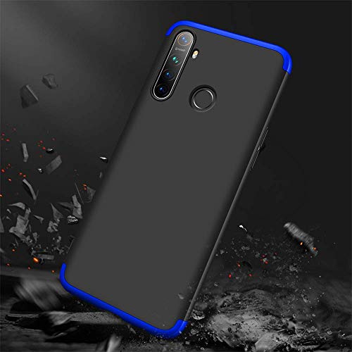 SPAZY CASE® Realme 5/Realme 5s/Realme 5i Cover Case Ull Body 3 in 1 Slim Fit Complete 3D 360 Degree Protection Hybrid Hard Bumper Back Case Cover for Realme 5 / Realme 5s / Realme 5i Black & Blue - Image 2