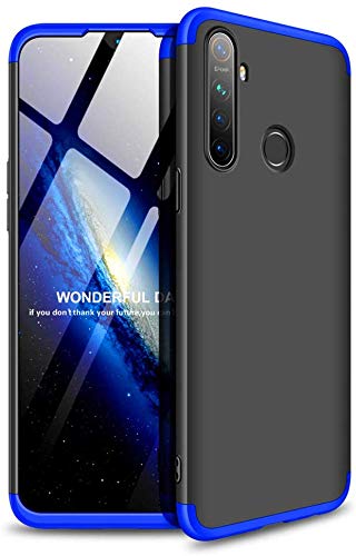 SPAZY CASE® Realme 5/Realme 5s/Realme 5i Cover Case Ull Body 3 in 1 Slim Fit Complete 3D 360 Degree Protection Hybrid Hard Bumper Back Case Cover for Realme 5 / Realme 5s / Realme 5i Black & Blue - Image 1