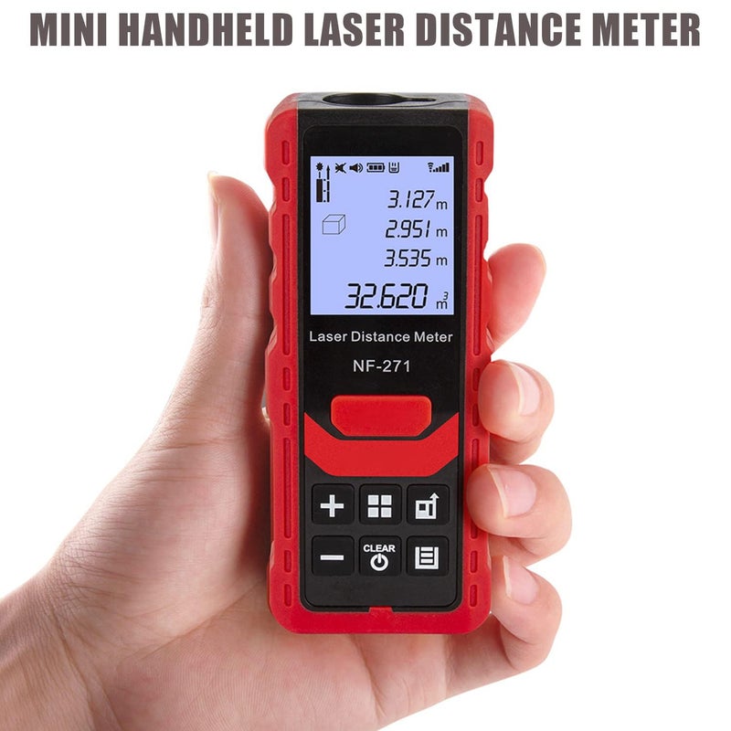 Ketsicart 50M165ft Laser Distance Meter Silent Range Finder with Unit Switching MinFt Backlit LCD Display Measures Distance Area Volume and Pythagorean Theorem - Image 5