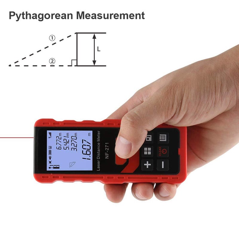 Ketsicart 50M165ft Laser Distance Meter Silent Range Finder with Unit Switching MinFt Backlit LCD Display Measures Distance Area Volume and Pythagorean Theorem - Image 4
