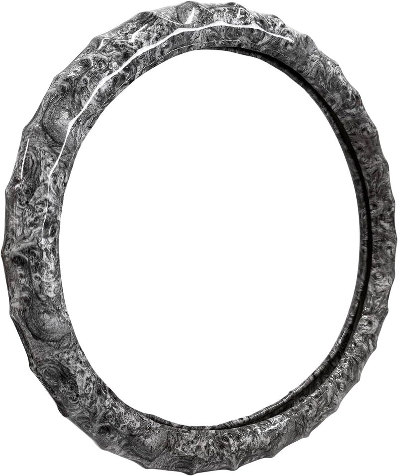 LSAUTO Wood Grain Steering Wheel Cover - Comfortable Grip, Artistic Design, Easy to Install, Universal Fit for Cars, Trucks, Vans & SUVs (White) - Image 2