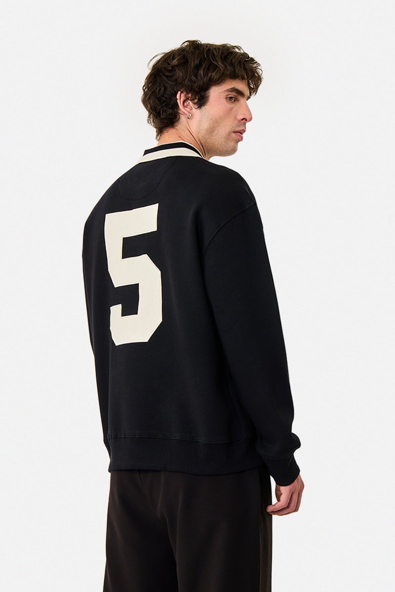 SNITCH Contrast Tipping Embroidered Oversized Polo Sweatshirt - Image 5