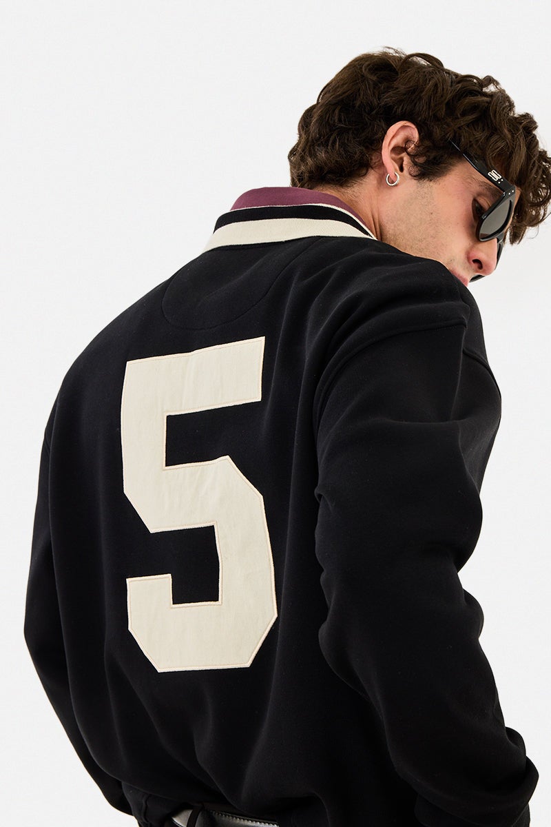 SNITCH Contrast Tipping Embroidered Oversized Polo Sweatshirt - Image 3