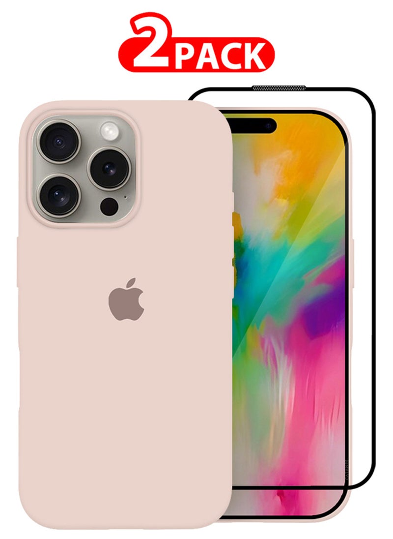 CATANES (for iPhone 16 Pro) 2 Pack Case and Screen Protector, Slim Silicone Case, Full Covered Anti Scratch Shockproof Protective Cover  - Image 1