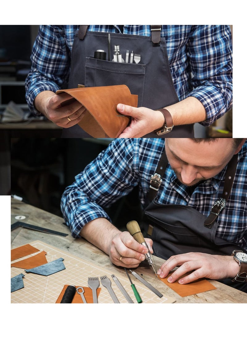 Excefore 10 Pieces Sewing Awl Kit, Leather Stitcher Kit, Portable Leather Sewing Awl Kit, Speedy Sewing Awl 1/2/4/6 Leather Hole Punches, for Heavy Duty Leather Sewing Repair Kit, DIY Craft - Image 2