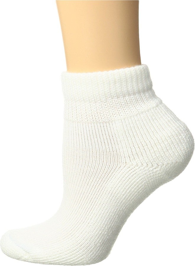 Thorlos Women's HPMW Diabetic Thick Padded Low Cut Sock, White, Medium