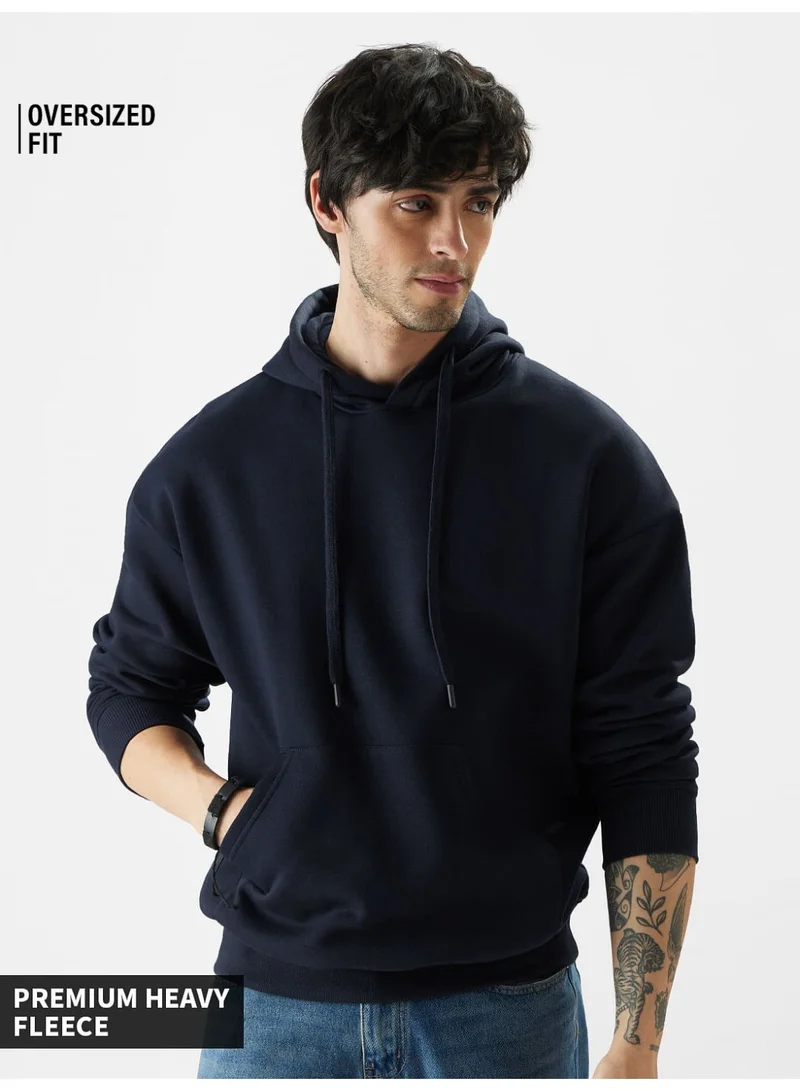 The Souled Store The Souled Store Men Navy Blue Solid Oversized Hoodies