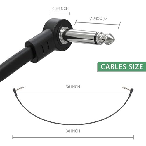 GOGHOST 3FT Guitar Patch Cables, 1/4" TS Right Angle Effect Pedal Flat Cables - Image 3
