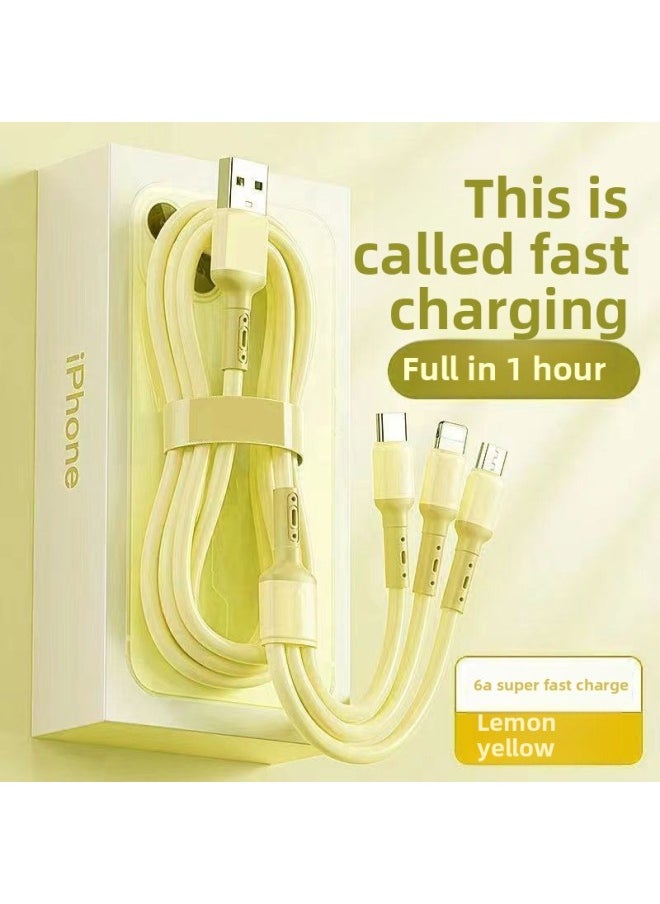 Generic - 6A Fast Charging Three-in-one Charging Line Mobile Phone For Huawei VIVO Millet OPPO One Drag Three Data Line Length-Color:Millennium Pink [third Generation Upgrade] Display - Fast Charging - Official Certification [3- 0.1m] Damage Guarantee Within Three Years - Image 1