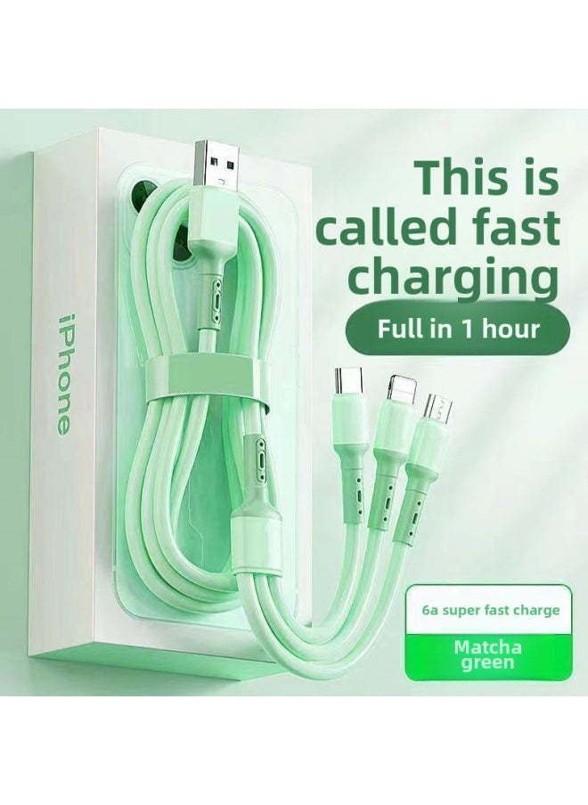 Generic - 6A Fast Charging Three-in-one Charging Line Mobile Phone For Huawei VIVO Millet OPPO One Drag Three Data Line Length-Color:Millennium Pink [third Generation Upgrade] Display - Fast Charging - Official Certification [3- 0.1m] Damage Guarantee Within Three Years - Image 1