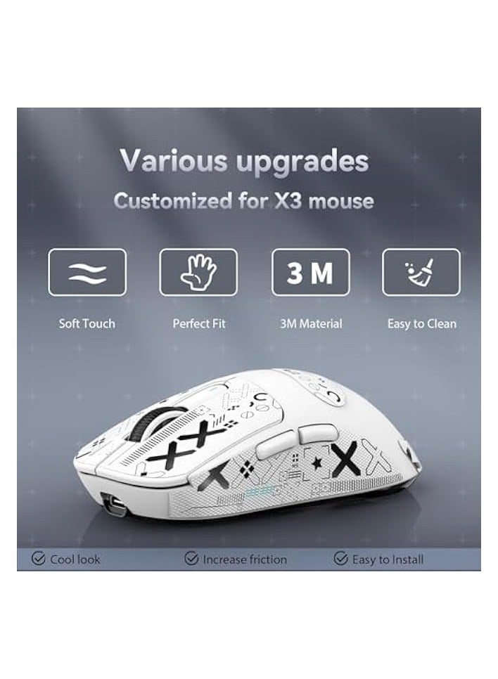 erorex [1+1] Upgraded Lightweight Wireless Gaming Mouse, with 1 Set Anti Slip/Anti Sweat Mouse Sticker, 12000 DPI(Max), 3 Custom Connection Modes 2.4G+BT+Wired, Super Sensitive Infrared Sensor Mouse (White)  - Image 4