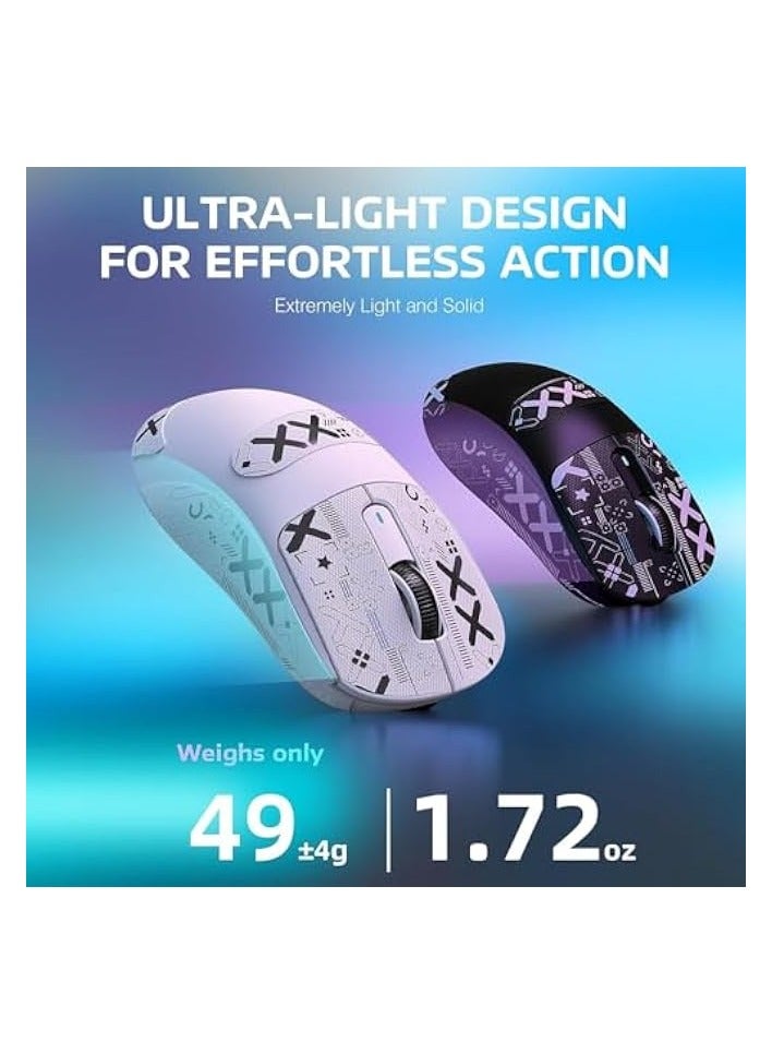 erorex [1+1] Upgraded Lightweight Wireless Gaming Mouse, with 1 Set Anti Slip/Anti Sweat Mouse Sticker, 12000 DPI(Max), 3 Custom Connection Modes 2.4G+BT+Wired, Super Sensitive Infrared Sensor Mouse (White)  - Image 5