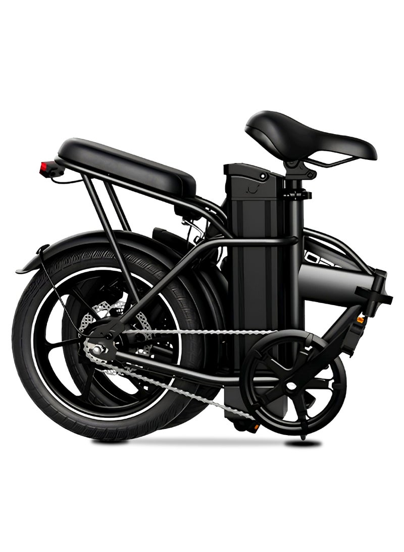 ويندهورس دراجة كهربائية قابلة للطي W2A بمحرك 350 واط سرعة 40 كم/س بطارية 48V 8AH مدى 30 كم إطارات 16 بوصة فرامل قرصية مزدوجة هيكل كربون أسود - Image 2