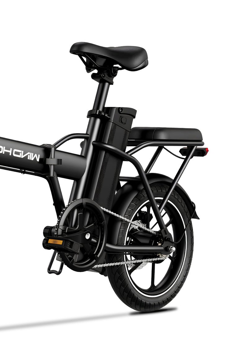ويندهورس دراجة كهربائية قابلة للطي W2A بمحرك 350 واط سرعة 40 كم/س بطارية 48V 8AH مدى 30 كم إطارات 16 بوصة فرامل قرصية مزدوجة هيكل كربون أسود - Image 4
