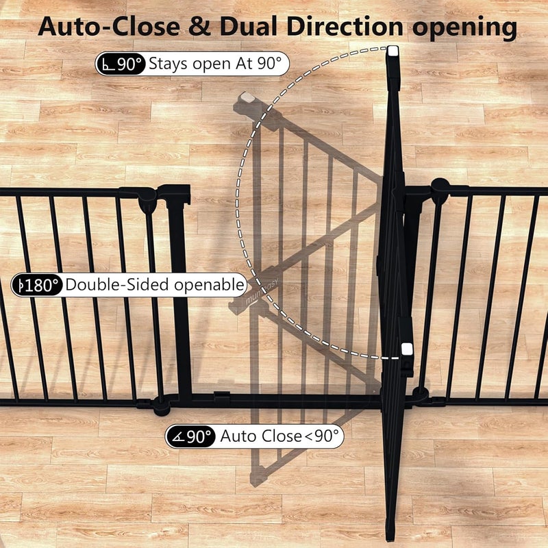 Mumeasy 150 Extra Wide Baby Gate Play Yard Child Safety Gate Dog Gates with AutoClose Door Double Locking System for The House Doorways Fireplace Kitchen 6Panels 30 Tall - Image 3