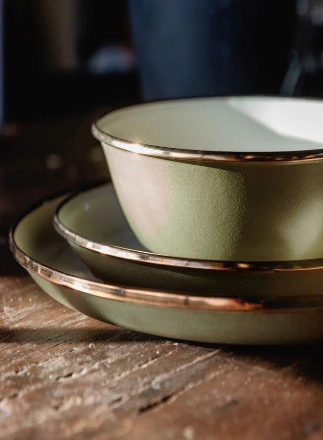 Barebones 2-Tone Salad Plate - Set of 2, 8-Inch Salad Plate - Enamelware Plates - Durable Kitchen or Camping Plates (Olive Drab) - Image 4