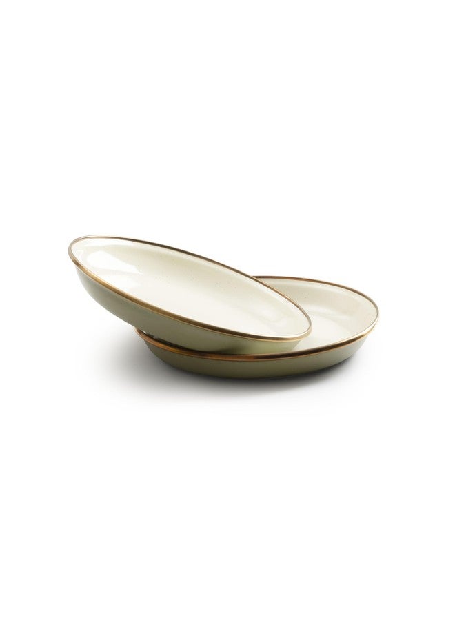 Barebones 2-Tone Salad Plate - Set of 2, 8-Inch Salad Plate - Enamelware Plates - Durable Kitchen or Camping Plates (Olive Drab) - Image 2