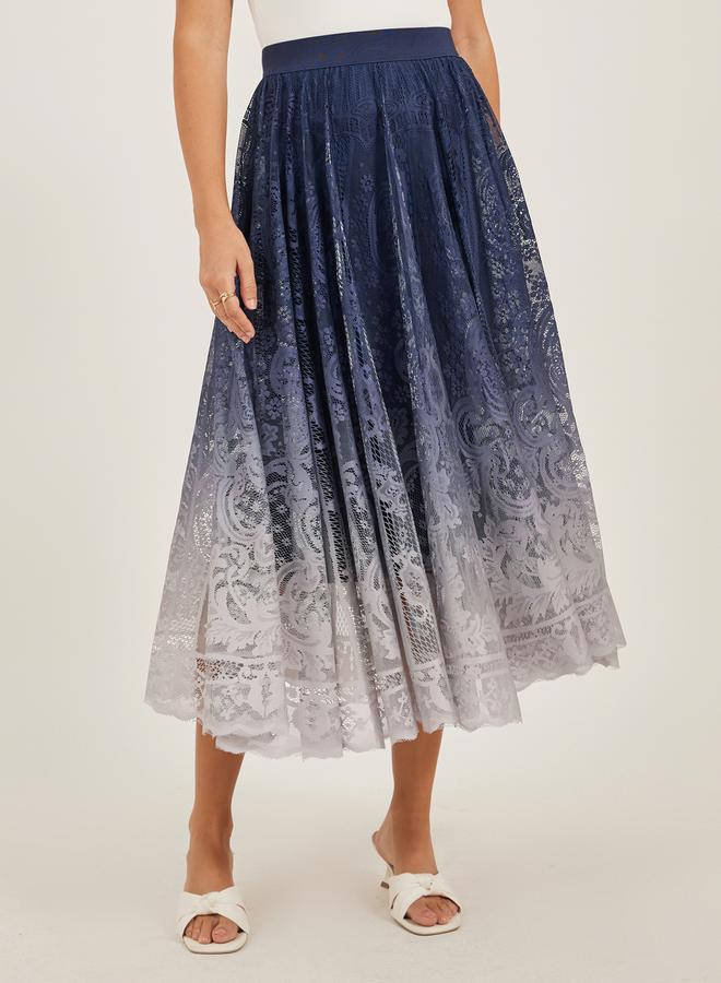 Styli Ombre Lace A-Line Midi Skirt with Elasticated Waistband  - Image 2