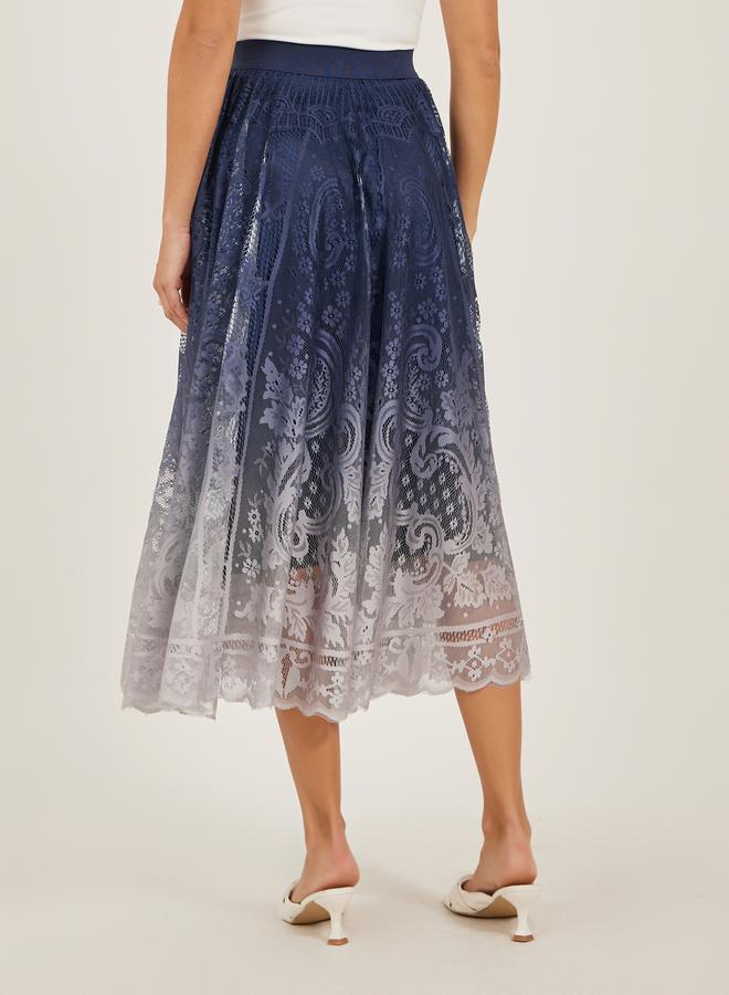 Styli Ombre Lace A-Line Midi Skirt with Elasticated Waistband  - Image 4