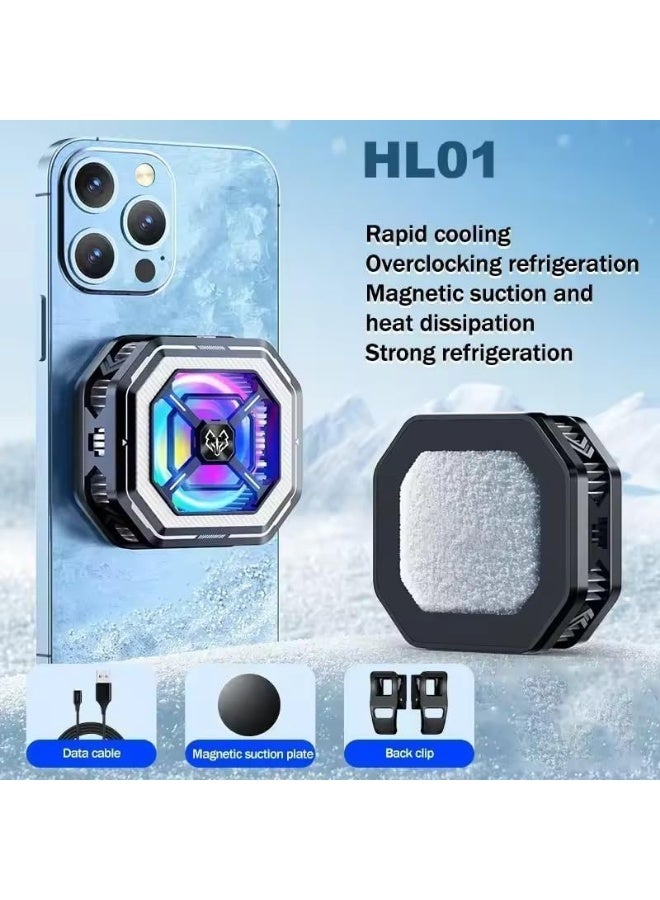 مبرد HL01 للالعاب المحمولة، مروحة تبريد مغناطيسية ماج سيف ومشبك خلفي لاجهزة ايفون واندرويد (يحتاج الى 15 دقيقة للحصول على كفاءة اعلى) عبوة 1 * كيبل من النوع C، لاصق مغناطيسي - Image 2